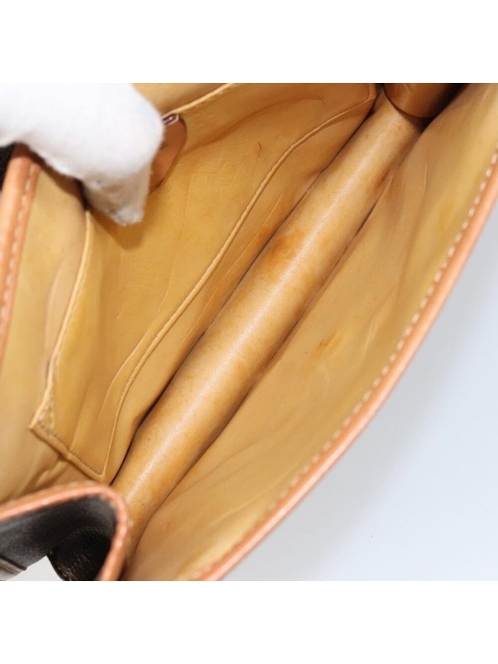 Authentic CELINE Macadam Canvas Shoulder Bag PVC Leather Brown Gold - Picture 3 of 16